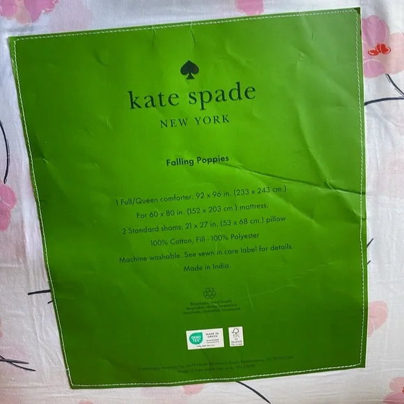 🌸Kate Spade Falling Poppies Comforter Set 🌸 NWT! Full/Queen Size - Picture 12 of 16